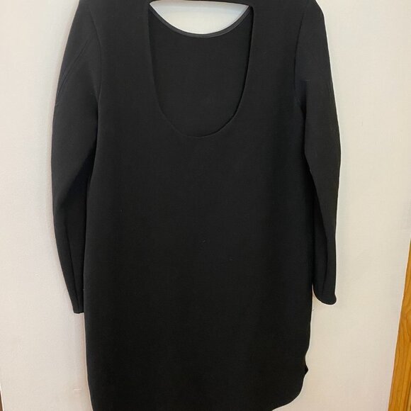 Zara Black Open Back Long Sleeve Shift Dress - Picture 7 of 9